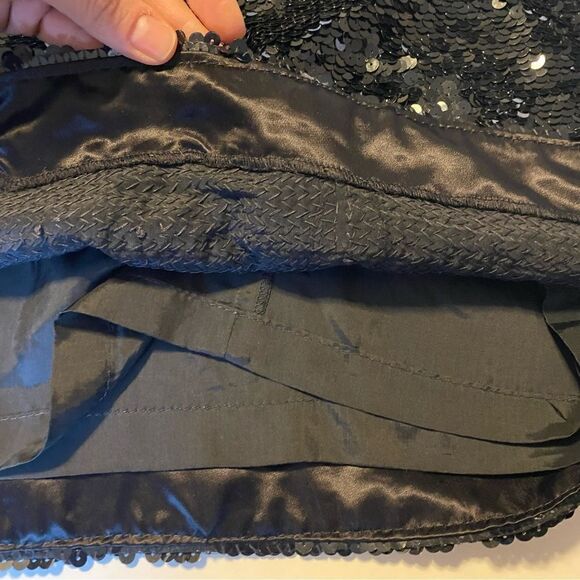 Vintage black all over sequin 100% silk mini skirt NYE - 6 - Picture 8 of 10